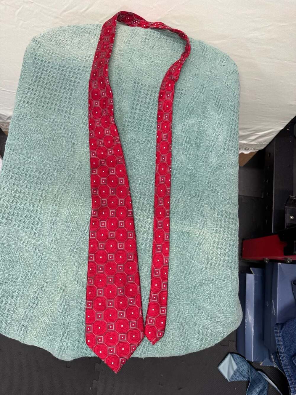 Bugatti Men's Red Geometric Silk Necktie